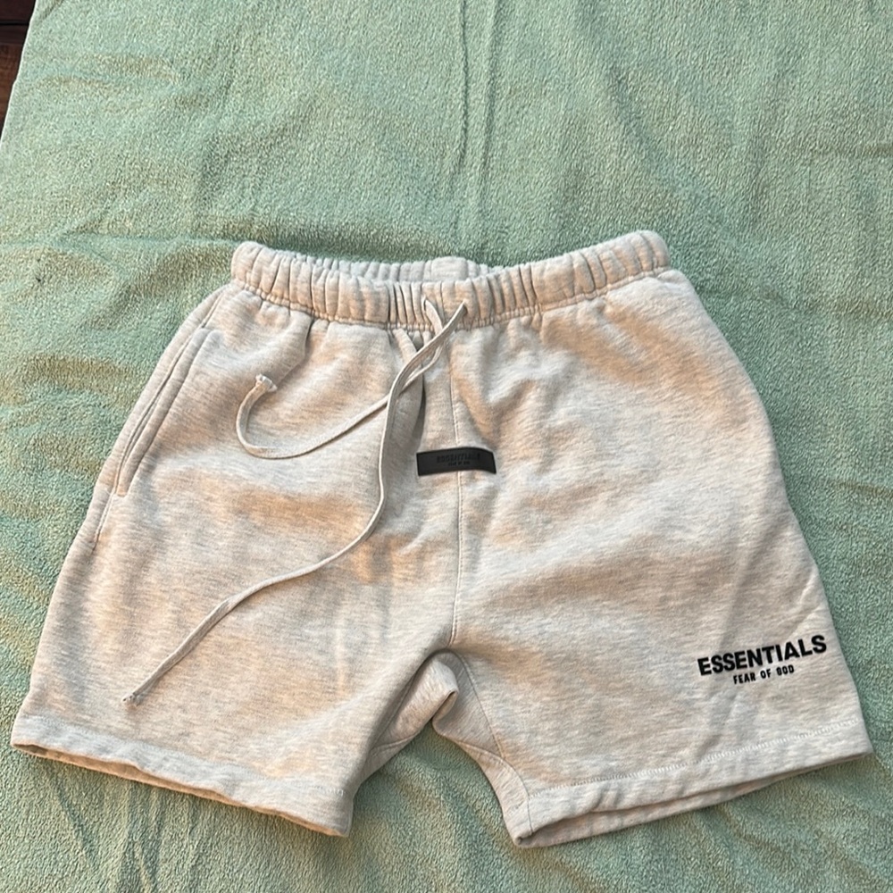 Essentials Light Gray Athletic Shorts with Logo